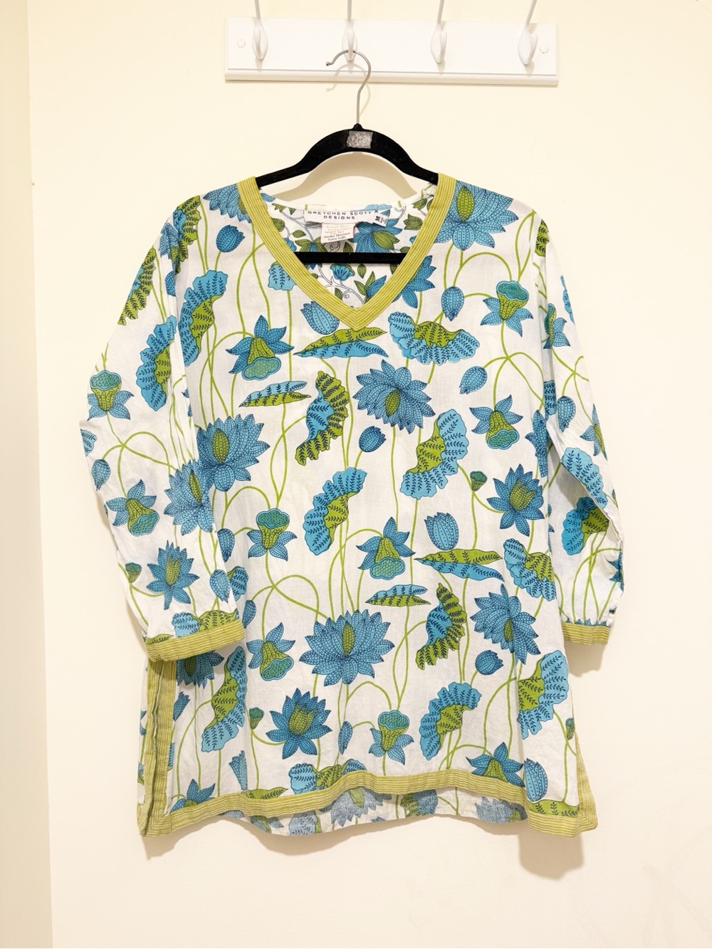 Gretchen Scott Designs Blue & Green Floral V-Neck Tunic
